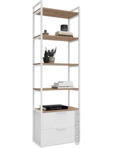 Стеллаж Crafto Квентин Мини Лофт 04 600x320x1900 (белый/дуб)