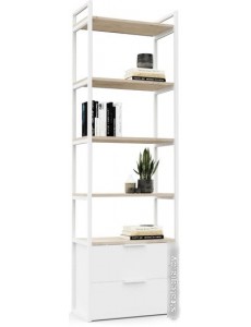 Стеллаж Crafto Квентин Мини Лофт 06 600x320x1900 (белый/каштан)