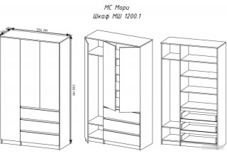 Шкаф распашной ДСВ Мори МШ 1200.1 (графит)