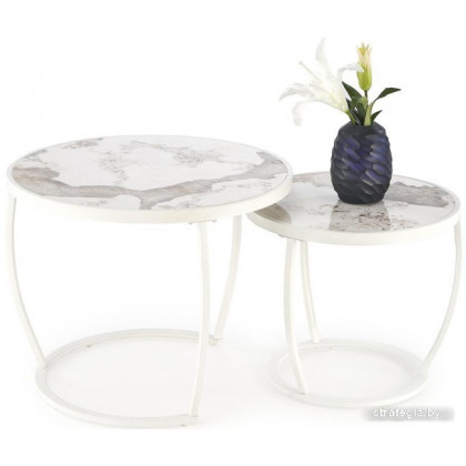 Halmar Ines, 2 стола (бежевый мрамор/белый)