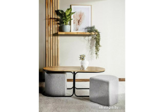 Signal Dual (+ 2 пуфа, дуб артизан/черный/серый)