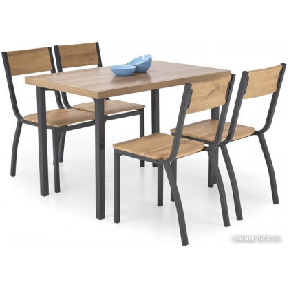 Halmar Milton стол+ 4 стула (натуральный/черный)