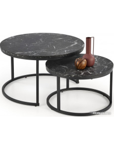 Журнальный столик Halmar Java 2 стола (черный мрамор/черный)