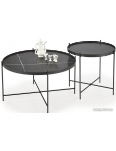 Журнальный столик Halmar Julieta, 2 стола (черный мрамор/черный)
