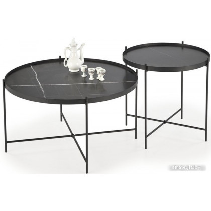 Halmar Julieta, 2 стола (черный мрамор/черный)