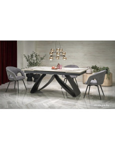 Кухонный стол Halmar Hilario раскладной 180-260/90/75 (белый мрамор/черный)