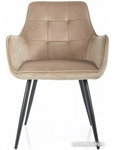 Стул с подлокотниками Signal Lemon Velvet 28 (бежевый/черный)