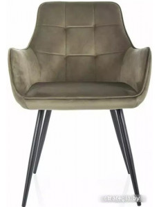 Стул с подлокотниками Signal Lemon Velvet 77 (оливковый/черный)