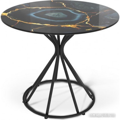 Кухонный стол Sheffilton SHT-TU4-1/TT32 80 стекло/МДФ (черный/титановый кварц)