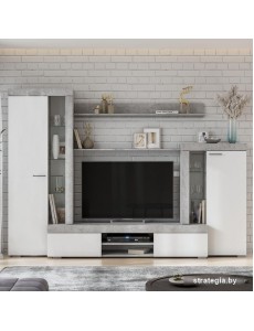 Стенка NN мебель МГС 5 ЛДСП (цемент светлый/белый)