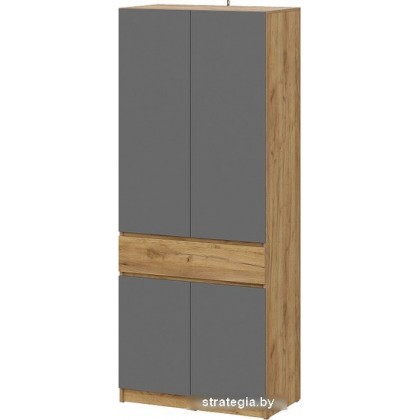 Шкаф распашной NN мебель Авиньон двухстворчатый 00-00112208 (дуб крафт золотой/графит серый)