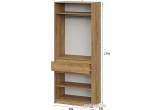 Шкаф распашной NN мебель Авиньон двухстворчатый 00-00112208 (дуб крафт золотой/графит серый)