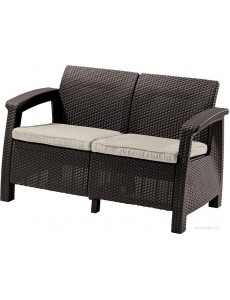 Садовый диван Keter Corfu II Love Seat 258946 (коричневый)