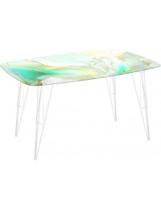 Кухонный стол Sheffilton SHT-TU10/TT32 118/77 (белый муар/лазурно голубой)