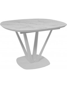 Кухонный стол Listvig Merlin 110-150х75 (МДФ+HPL-пластик белый Monte Belo/белый)