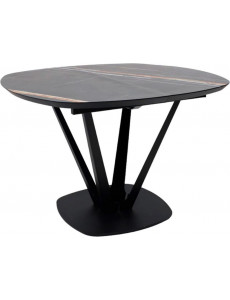 Кухонный стол Listvig Merlin 110-150х75 (МДФ+HPL-пластик черный Sahara Noir/черный)