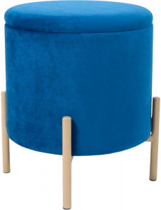 Пуфик AksHome Boot (синий велюр/золото)
