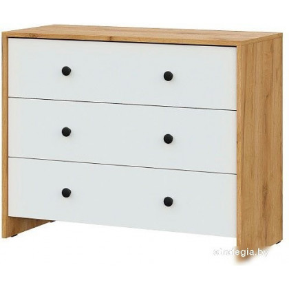Комод NN мебель МС Дольче К 3 ящика (дуб золотой/белый)