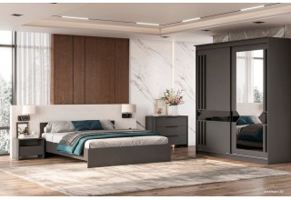 Шкаф-купе NN мебель К №25 2.0м Блэк Лайт (графит серый/лакобель/черный матовый)