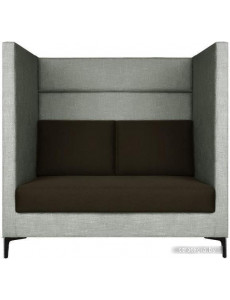 Диван Brioli Дирк двухместный (рогожка, J20-J5 (серый, коричневые вставки)