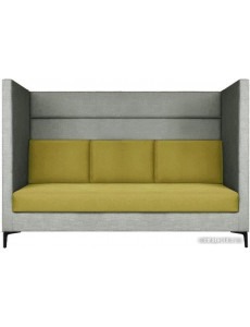 Диван Brioli Дирк трехместный (рогожка, J20-J9 (серый, желтые вставки)