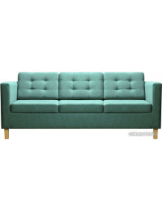 Диван Brioli Дилли клетка Д трехместный (рогожка, J14 голубой/светлые ножки)