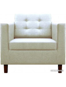 Интерьерное кресло Brioli Дилли клетка Д (рогожка, J1 кремовый/темные ножки)