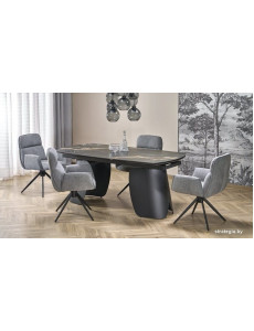 Кухонный стол Halmar Forum 180-260/90/76 (черный мрамор/черный)