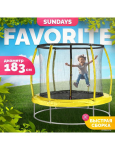 Батут Sundays Favorite Premium 6FT (желтый, с сеткой)