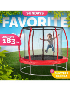 Батут Sundays Favorite Premium 6FT (красный, с сеткой)