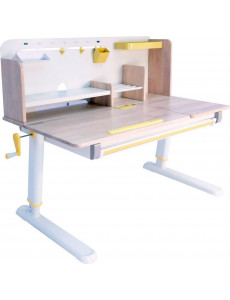 Ученический стол ErgoSmart Galeon с полкой (беленая гевея)