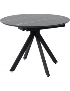 Кухонный стол Lepremo AV 1107 HPL+МДФ раздвижной D1000-1350x750 (черный тунис/черный)