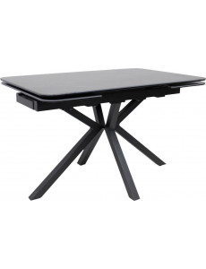 Кухонный стол Аврора Рейн New 1400-2040x900 (камень черный Greys Black/черный матовый)